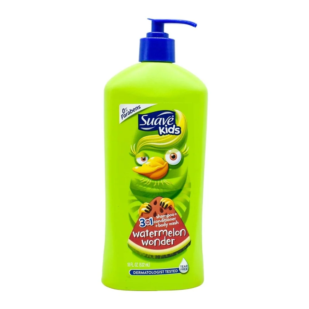 Suave Kids 4 pack Watermelon Wonder 3-in-1 Shampoo, Conditioner, Body Wash, 18z